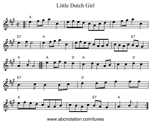 Little Dutch Girl - staff notation