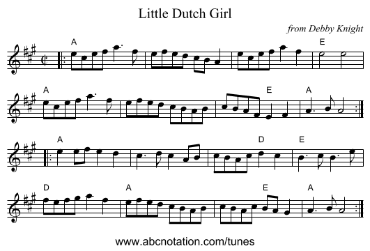Little Dutch Girl - staff notation