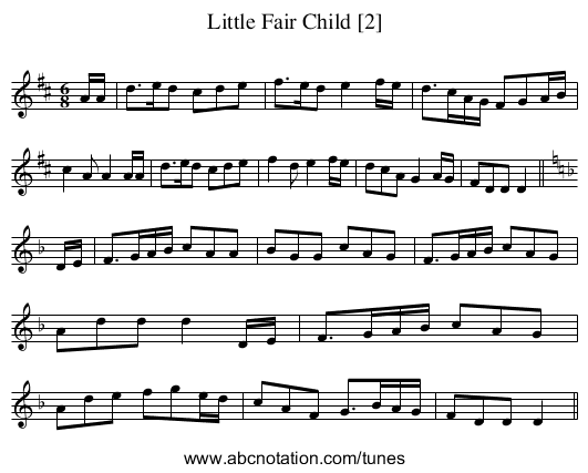 Little Fair Child [2] - staff notation