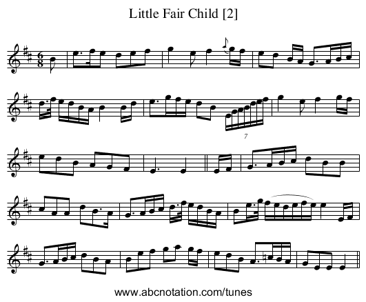 Little Fair Child [2] - staff notation