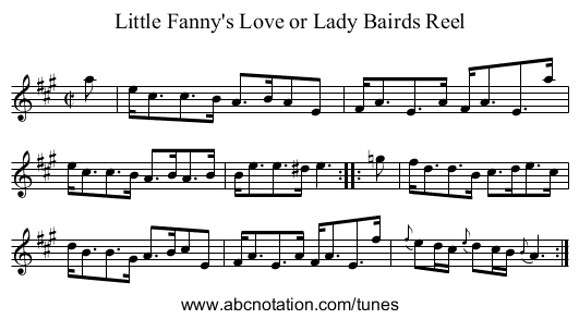 Little Fanny's Love or Lady Bairds Reel - staff notation