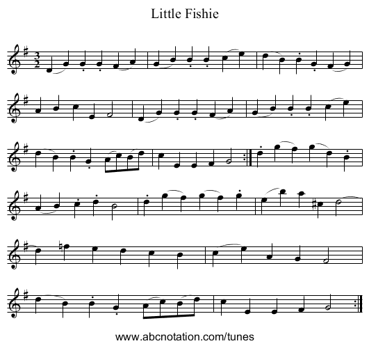 Little Fishie - staff notation