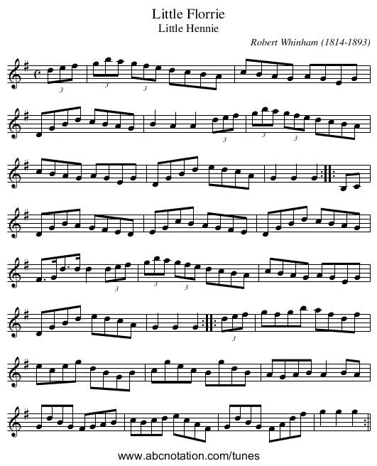 Little Florrie - staff notation