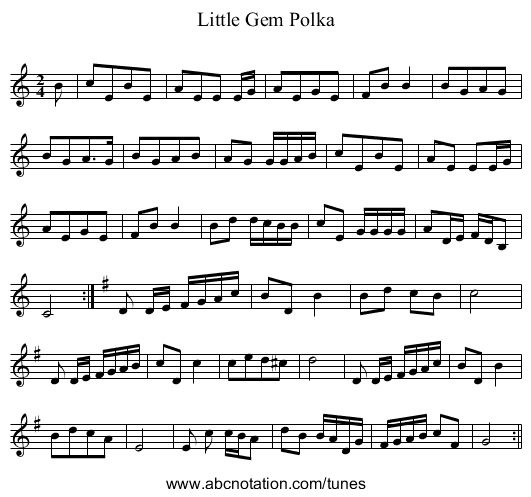 Little Gem Polka - staff notation