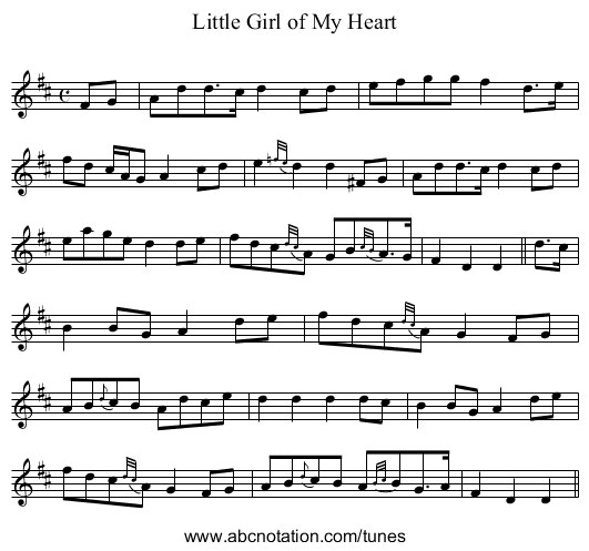 Little Girl of My Heart - staff notation