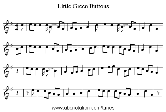 Little Green Buttons - staff notation