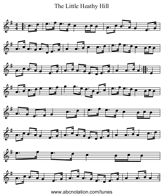 Little Heathy Hill, The - staff notation