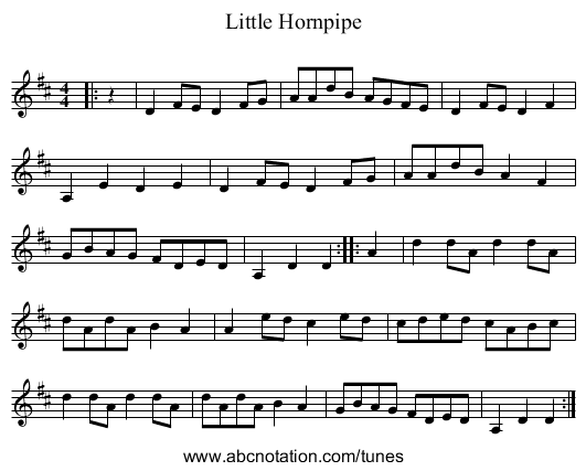 Little Hornpipe - staff notation