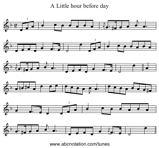 Little hour before day, A - staff notation