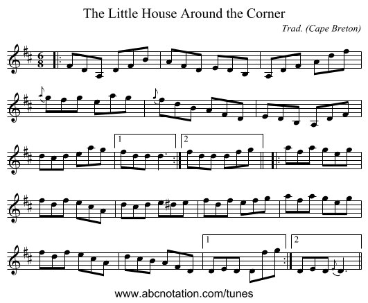 Little House Around the Corner, The - staff notation
