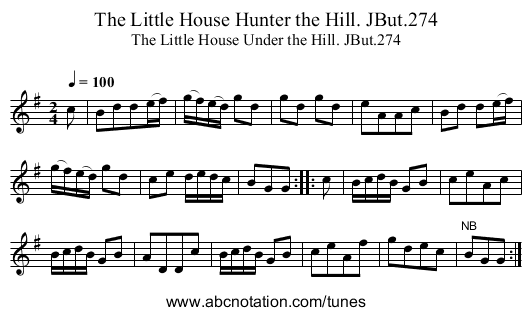 Little House Hunter the Hill. JBut.274, The - staff notation