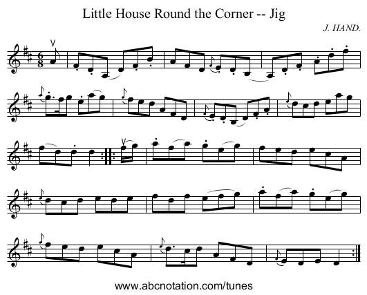 Little House Round the Corner -- Jig - staff notation