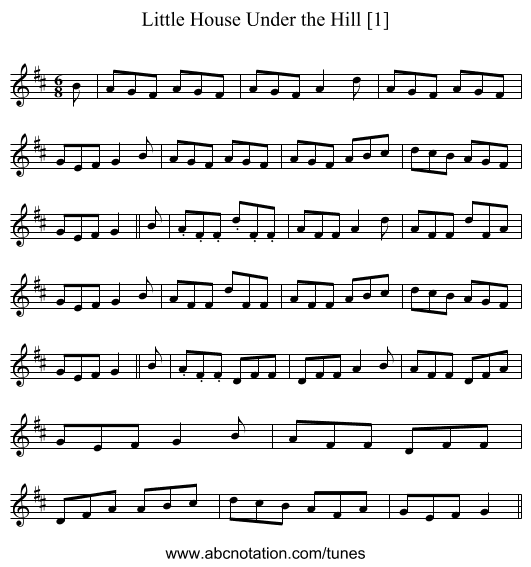 Little House Under the Hill [1] - staff notation
