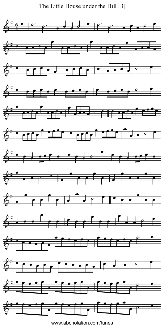 Little House under the Hill [3], The - staff notation