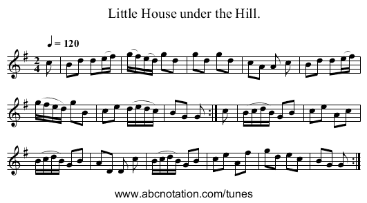Little House under the Hill. - staff notation