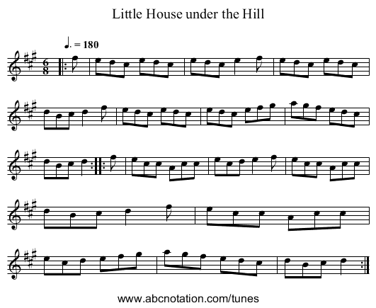 Little House under the Hill - staff notation