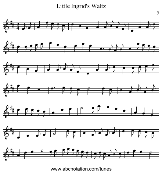 Little Ingrid's Waltz - staff notation