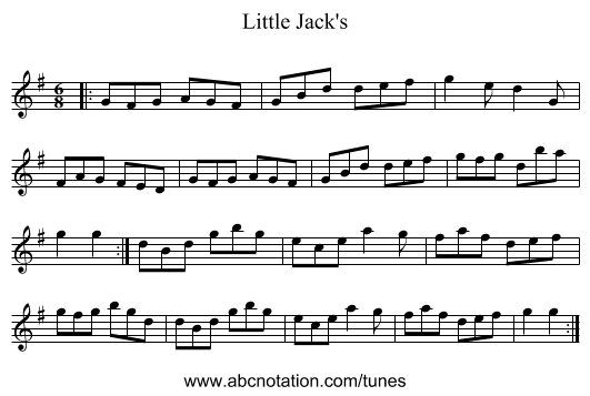 Little Jack's - staff notation