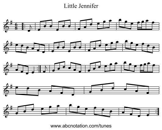 Little Jennifer - staff notation