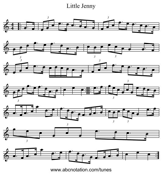Little Jenny - staff notation