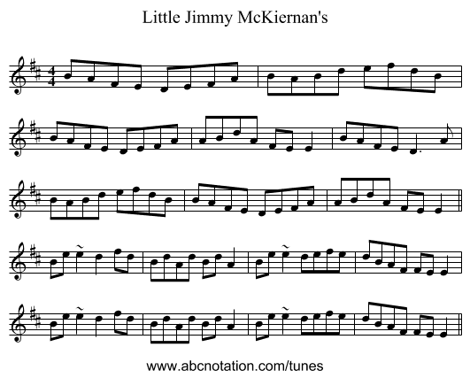 Little Jimmy McKiernan's - staff notation