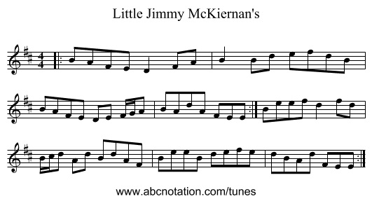 Little Jimmy McKiernan's - staff notation