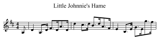 Little Johnnie's Hame - staff notation