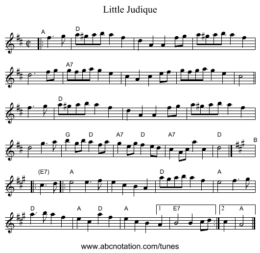 Little Judique - staff notation