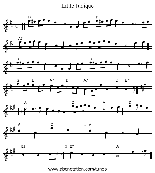 Little Judique - staff notation