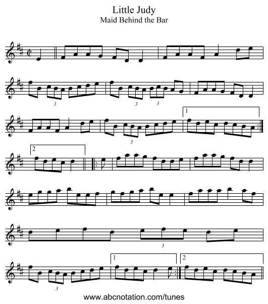 Little Judy - staff notation