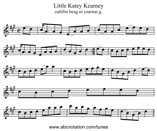 Little Katey Kearney - staff notation