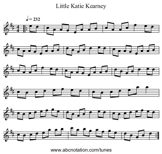 Little Katie Kearney - staff notation