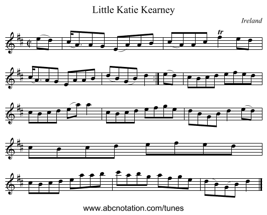 Little Katie Kearney - staff notation