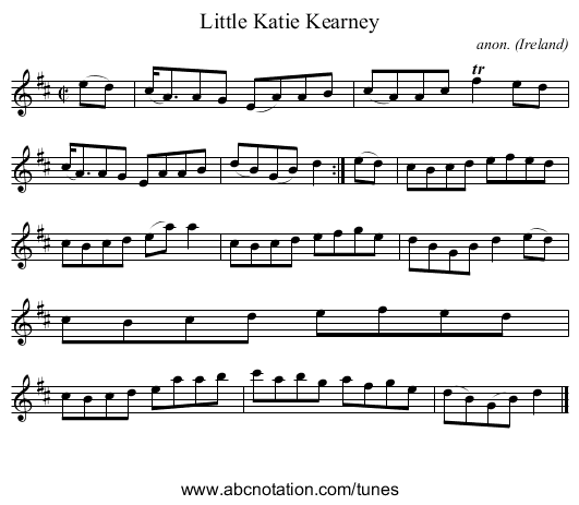 Little Katie Kearney - staff notation