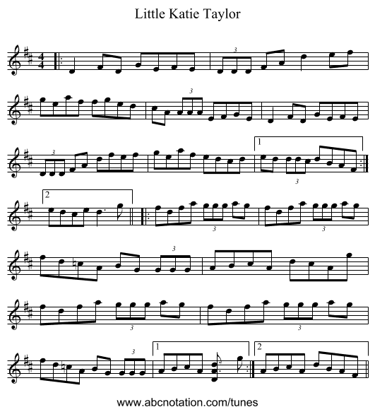 Little Katie Taylor - staff notation