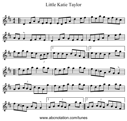 Little Katie Taylor - staff notation