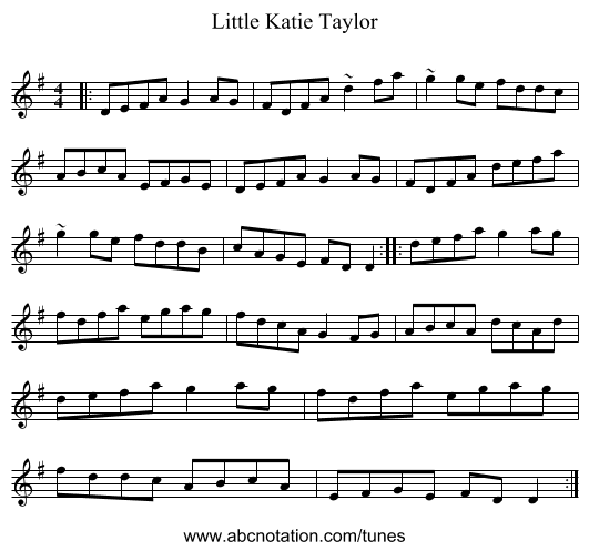 Little Katie Taylor - staff notation