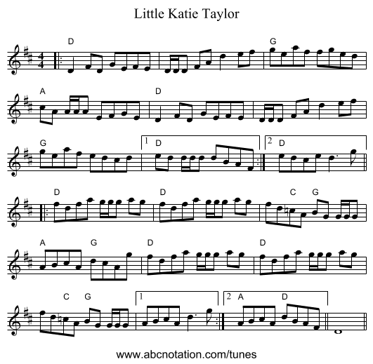 Little Katie Taylor - staff notation