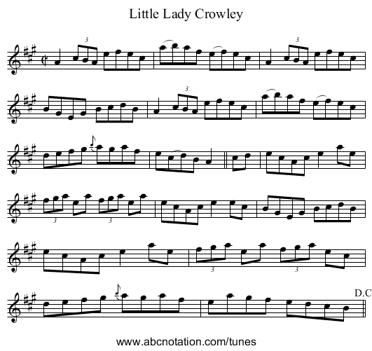 Little Lady Crowley - staff notation