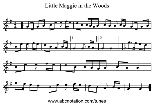 Little Maggie in the Woods - staff notation