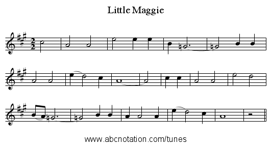 Little Maggie - staff notation