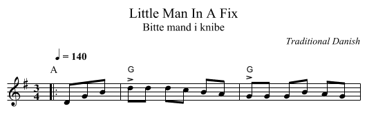Little Man In A Fix - staff notation