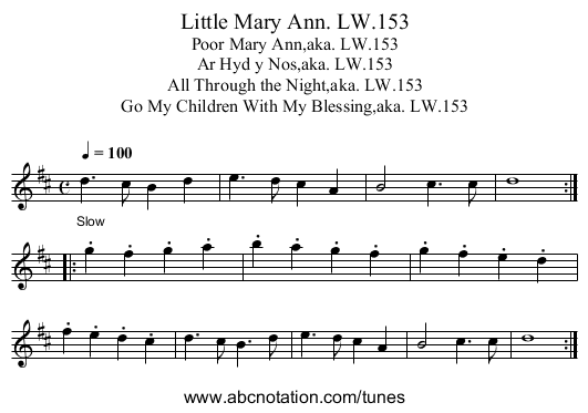 Little Mary Ann. LW.153 - staff notation