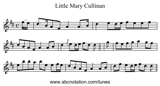 Little Mary Cullinan - staff notation