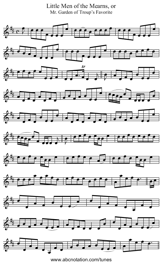 Little Men of the Mearns, or - staff notation