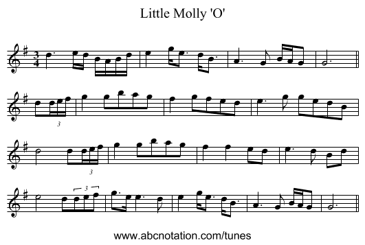 Little Molly 'O' - staff notation