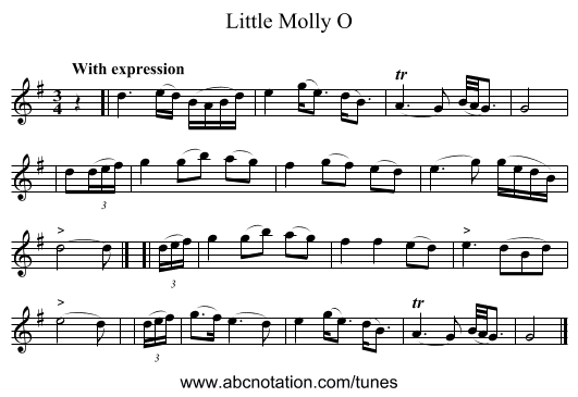 Little Molly O - staff notation