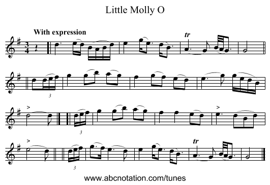 Little Molly O - staff notation