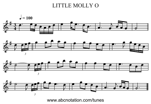 LITTLE MOLLY O - staff notation
