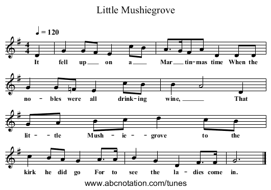 Little Mushiegrove - staff notation